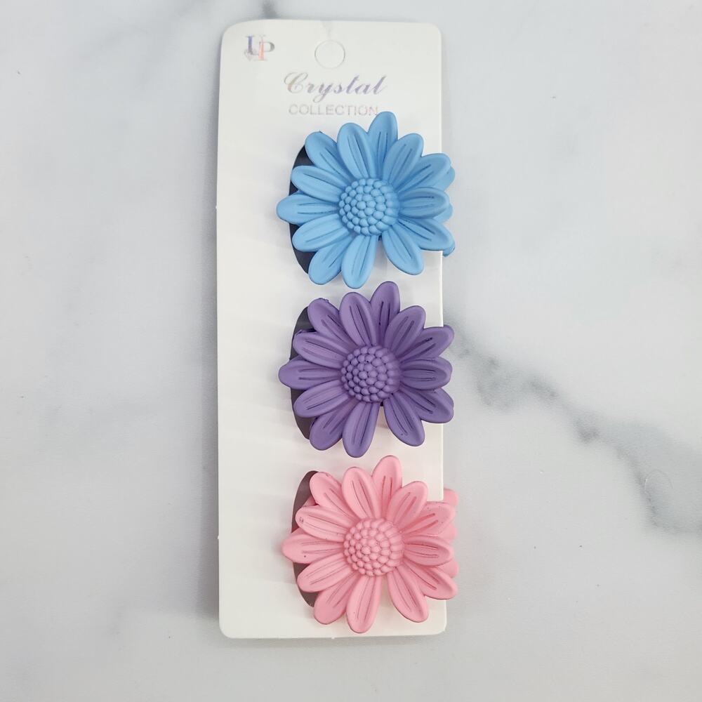*NEW* 3 pc Daisy Flower Claw Clip Set - Pastel Hair Accessories Blue/Purple/Pink